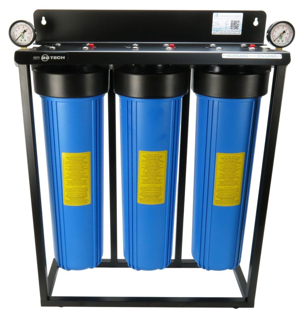 3-Stufen 20' BigBlue Hauswasserfilter Brunnen m. Manometer Produktbild 