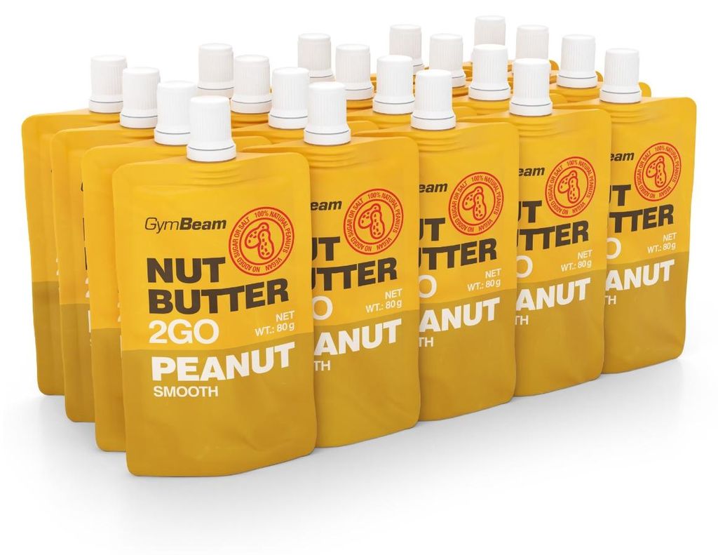 GymBeam – Nussbutter 2GO – arašidové maslo, 20 x 80 g Obrázok produktu 