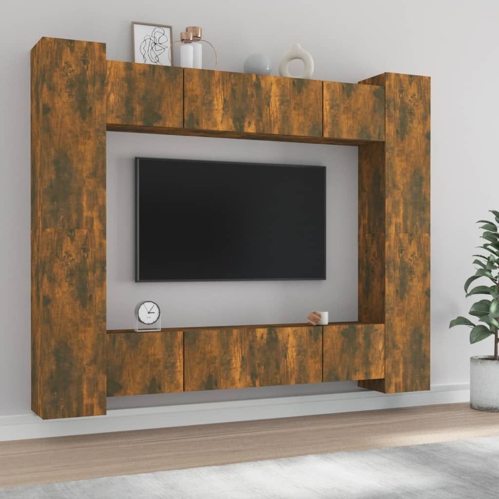 Maison Exclusive - 8-tlg. TV-Schrank-Set Räuchereiche Holzwerkstoff