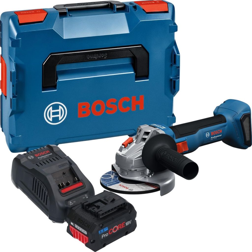 Bosch GWS 18V-8 Professional Akku Winkelschleifer 18 V 125 mm Brushless + 1x ProCORE Akku 5,5 Ah + Ladegerät + L Boxx