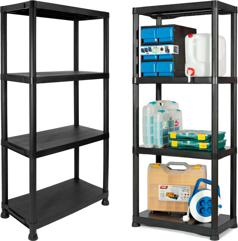 Étagère Irving Noir 4 Niveaux : Finissez-en avec le Désordre au Garage !