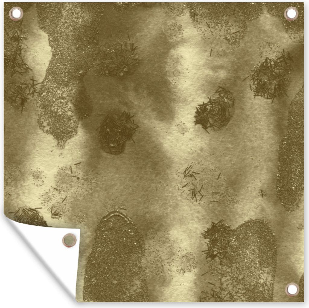 MuchoWow 100x100 cm Outdoor-Poster Gartendeko Sichtschutz Garten Poster für den Garten Gold - Abstrakt - Farbe