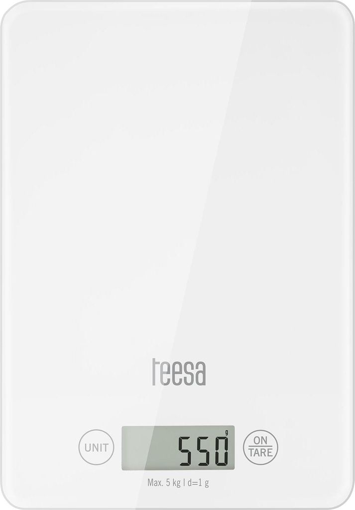Küchenwaage Glas weiß Teesa LCD Tara
