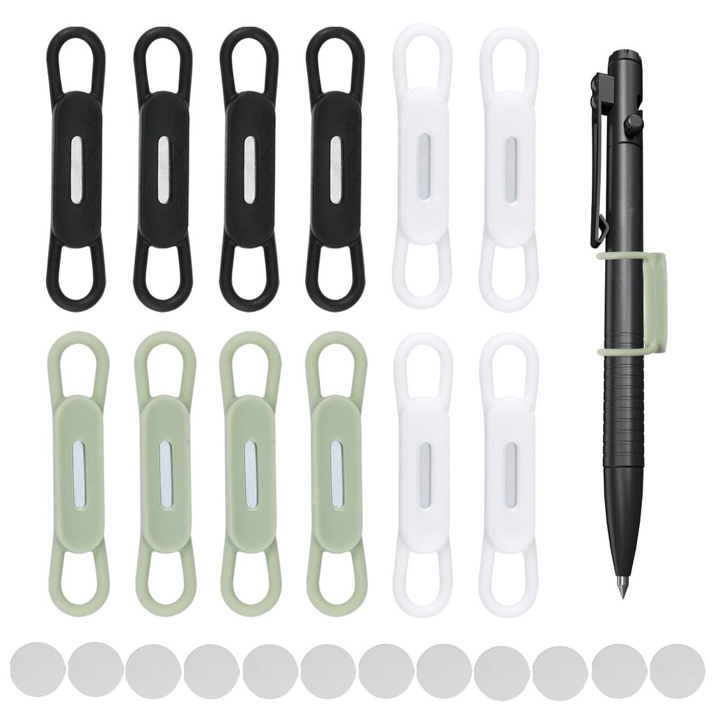 12 magnetische Silikon-Stifthalter in verschiedenen Farben mit Eisenplatte, für Kühlschrank, Whiteboard, Büro