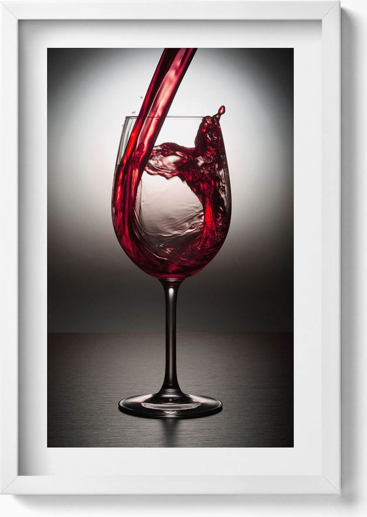 Ein Glas Wein– Wandbild mit Rahmen – Gerahmtes Bild  – Produktbild 