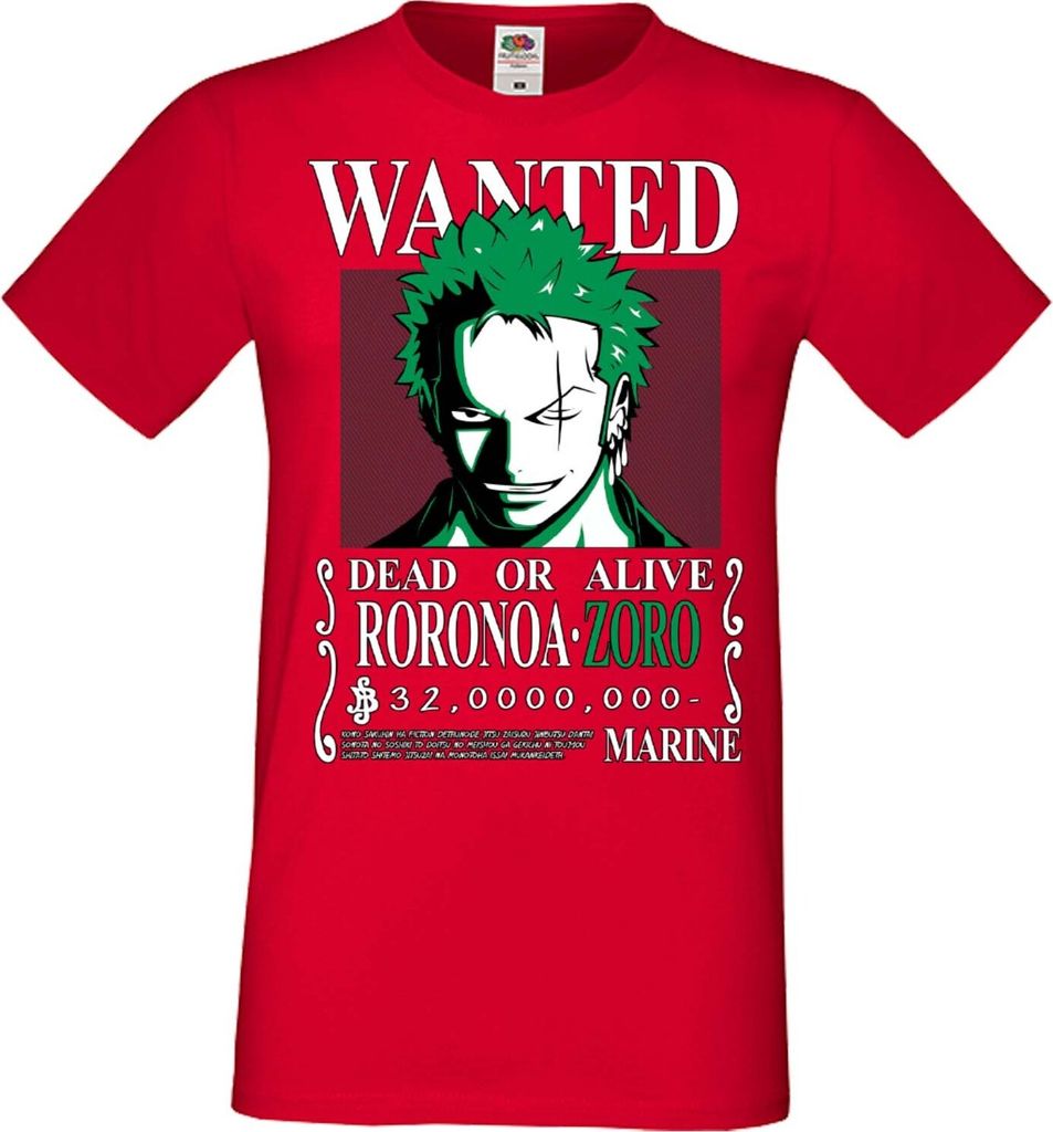 Herren T-Shirt Manga Anime One Manga Piece Anime Roronoa Zoro 01 Roronoa, Man S / Rot