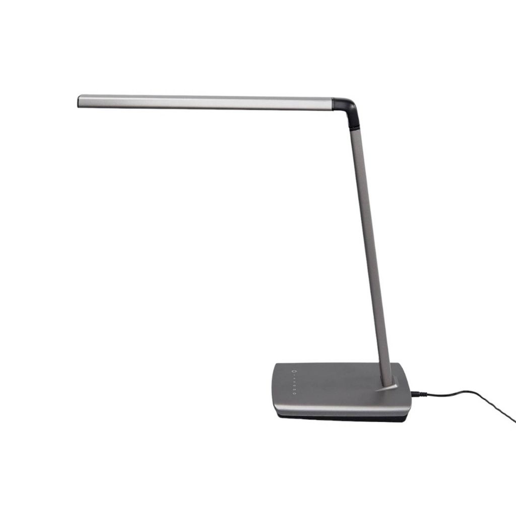 Lindby LED-Schreibtischleuchte Kuno, grau, USB, Touchdimmer