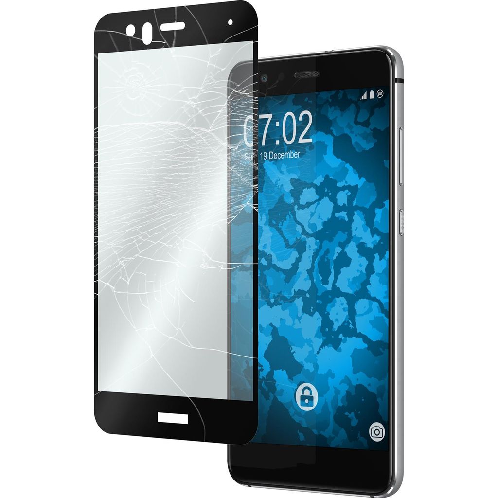 1er-Pack PhoneNatic Glas-Folie klar full-screen schwarz kompatibel mit Huawei P10 Lite - Panzerglas für P10 Lite