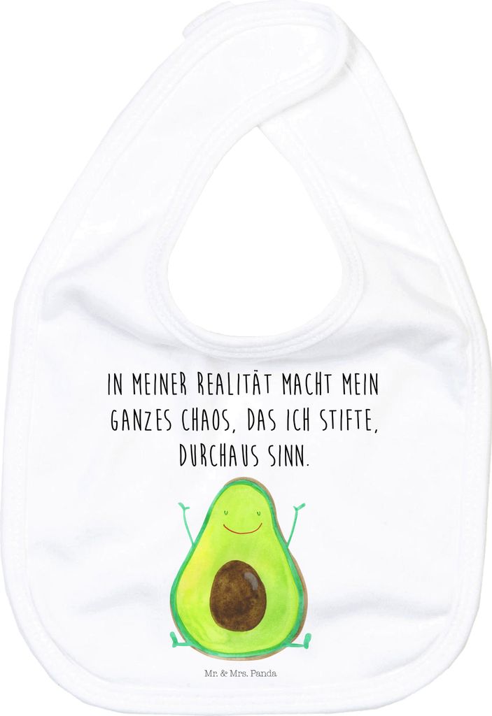 Mr. & Mrs. Panda Schlabberlatz Avocado Glücklich - Weiß - Geschenk, Sabber Lätzchen, Verrückt, Gesund, Kinderlätzchen, Babylätzchen, Für Bab...