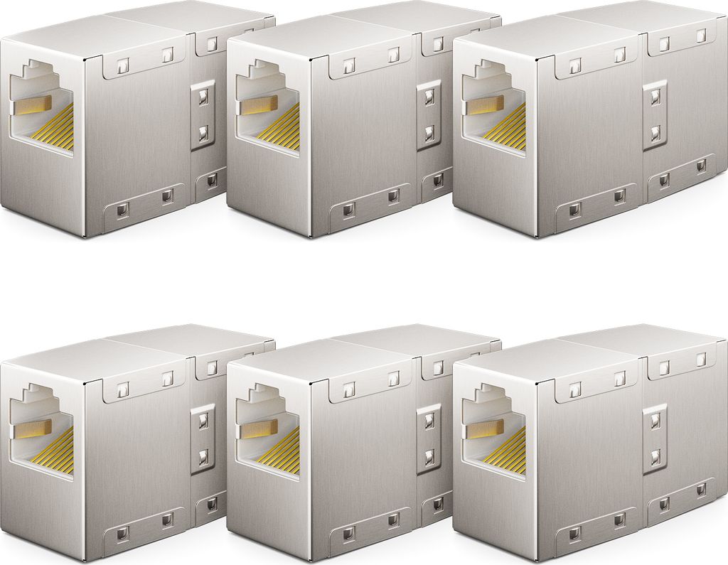 deleyCON CAT6 RJ45 Kupplung Verbinder Netzwerkkabel Patchkabel Ethernetkabel Adapter Modular Geschirmt 2x RJ45 Buchse DSL LAN RJ45 6 Stück
