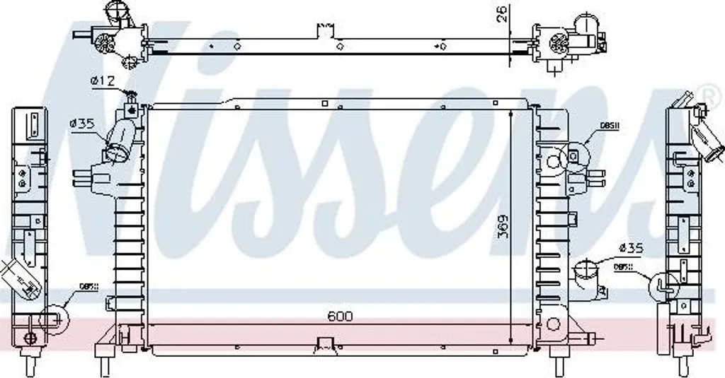 Radiateur Moteur Nissens 63112A OE 1300271 pour Astra H et Astra A04