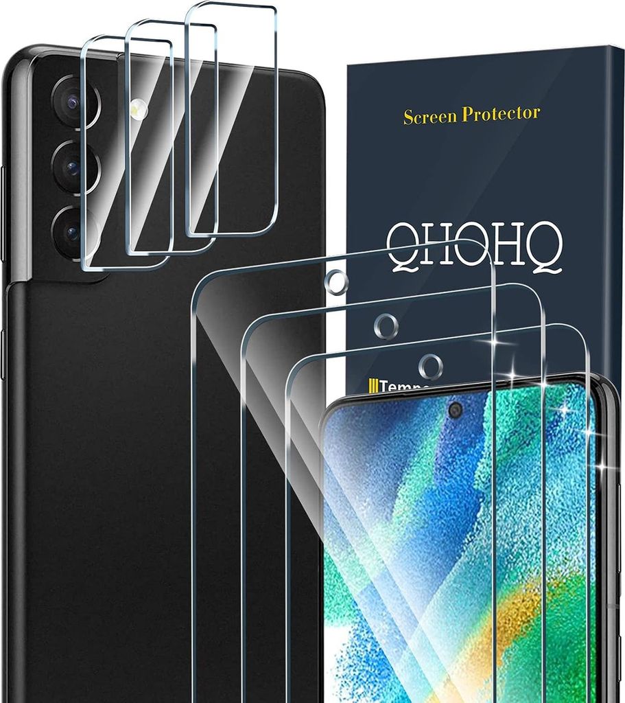 3x Panzerglas für Samsung Galaxy S21 FE 5G + 3x Kameraschutz SM-G990B