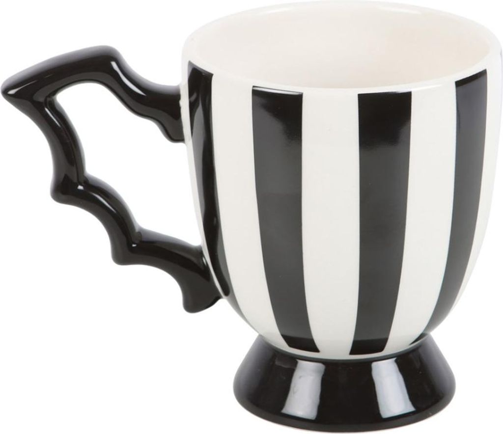 Schwarz-Weiß gestreifte Fledermausflügel Teetasse 11 cm