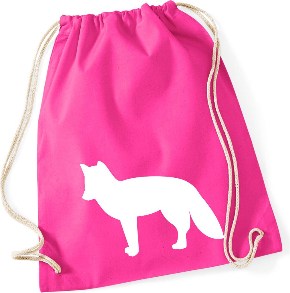 Huuraa Turnbeutel Fuchs Silhouette 12 Liter Fuchsia Baumwolle Rucksack Geschenkidee