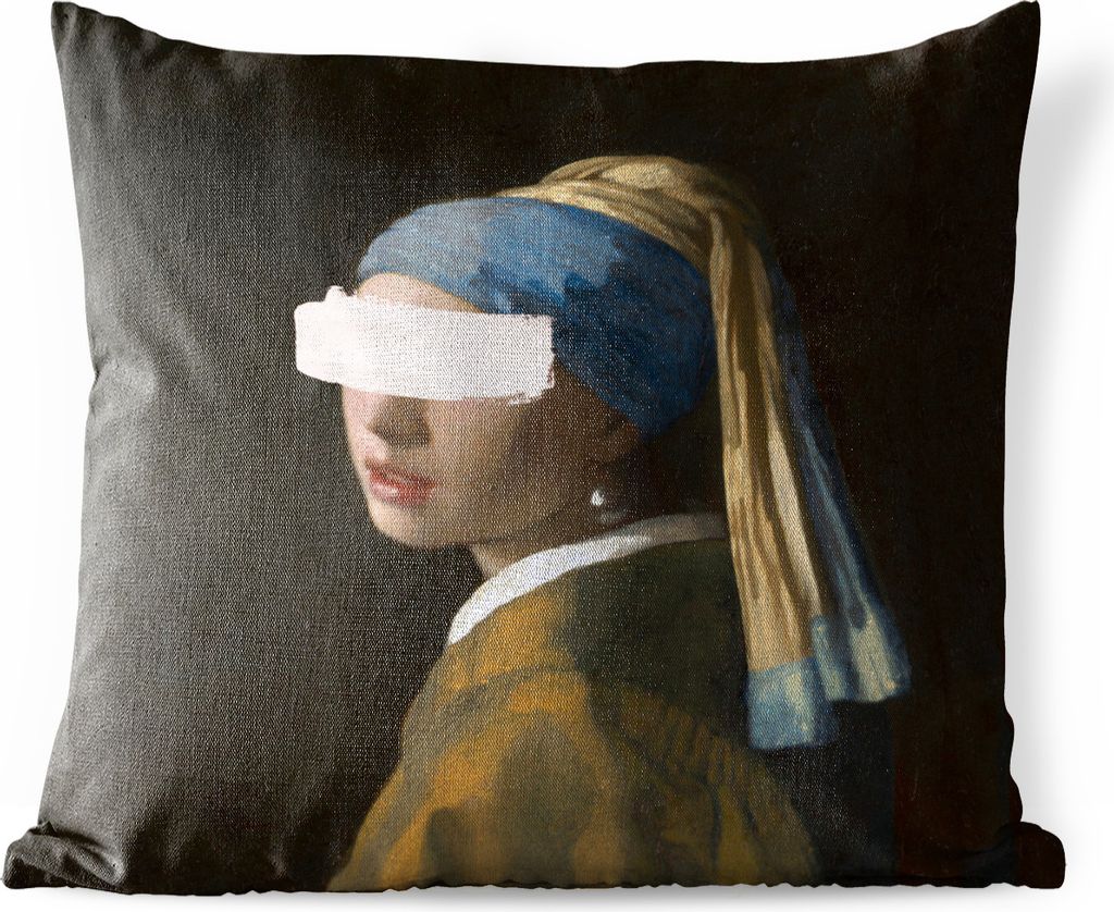 MuchoWow Outdoor Kissen - Mädchen mit Perlenohrring - Vermeer - Kunst - 45x45 cm - Wetterfest - Lounge Kissen - Fotokissen - Dekoratives Kissen