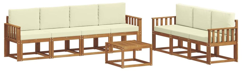 vidaXL Outdoor-Sofagarnitur mit Kissen 8 pcs Natur und Creme