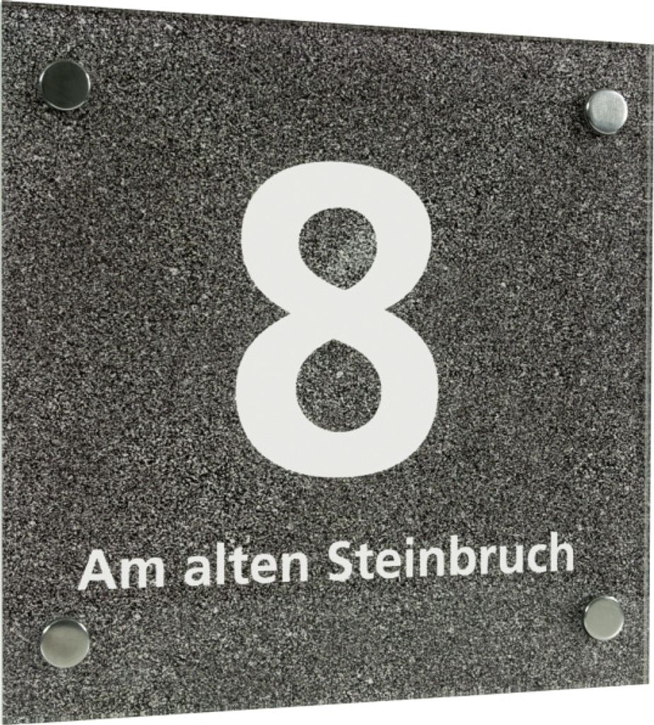 Dreifke Hausnummernschild mit Straßenangabe, Acrylglas, Schrift weiß, 200x20...