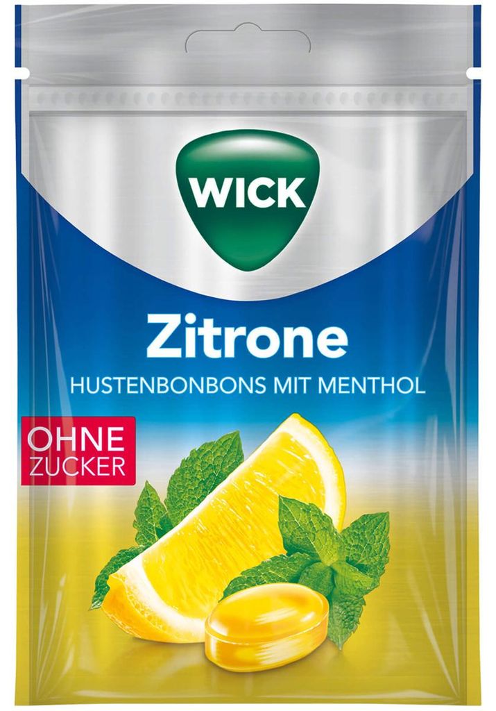 WICK Citron pastilles pour la gorge sans sucre au menthol Image du produit 