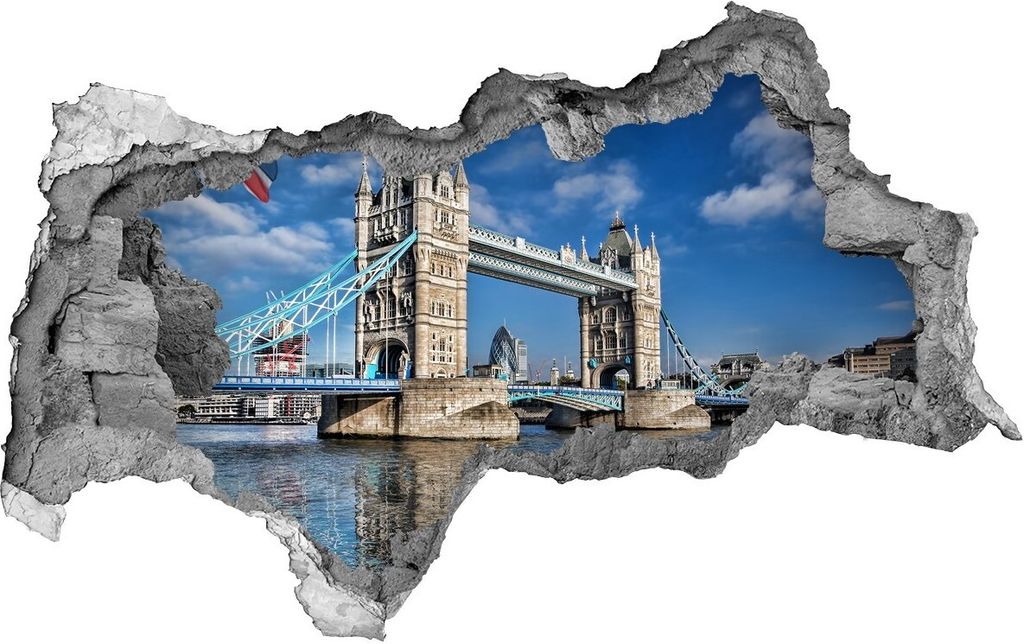 Selbstklebender Loch-3D-Aufkleber 95x73 cm Tower Bridge in London