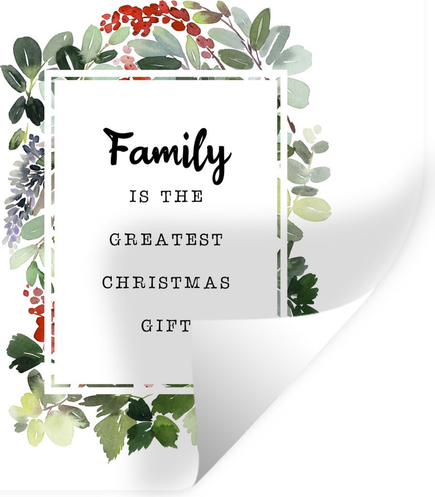 MuchoWow Wandtattoo Wandsticker Wandaufkleber Weihnachten - Zitat - Familie 100x100 cm Selbstklebend und Repositionierbar - Wierderverwendbar - S...