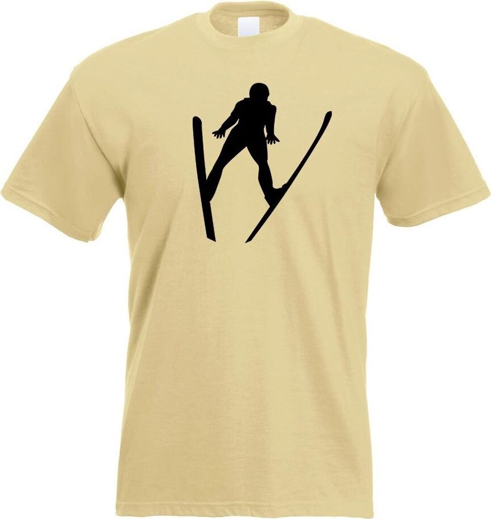 Kiwistar - T-Shirt - Khaki - Skispringen Sportler Figur Motiv Bedruckt Funshirt Design Print - mit Motiv Bedruckt - Funshirt Design - Sport - Freiz...