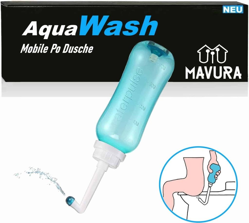 AquaWash Tragbares Premium Bidet Mobile Po Dusche Hämorrhoiden Reizdarm Happy