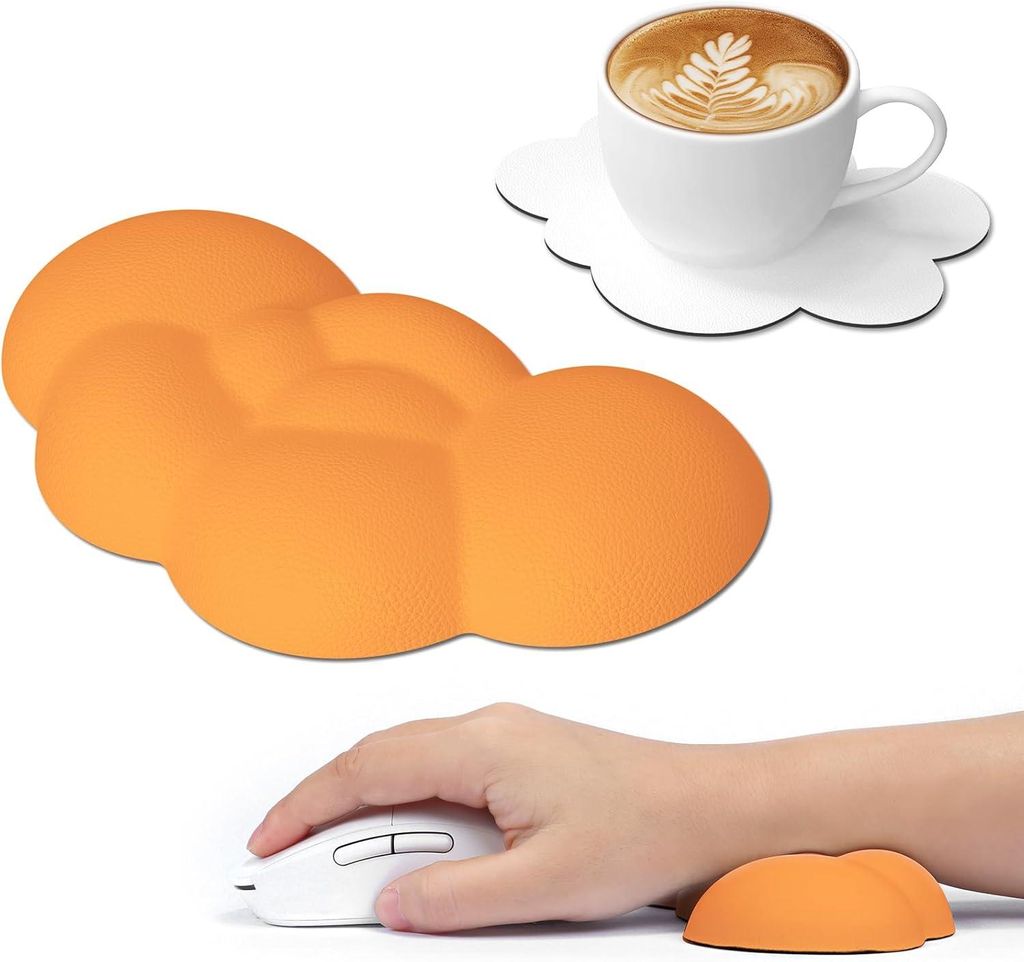 Angriff Hai Maus Wolke Handgelenk Ruhe Untersetzer, ergonomische Tastatur gemacht Speicherschaummassage, Laptop, Computer, PS4, Spiele, Büro, Orange
