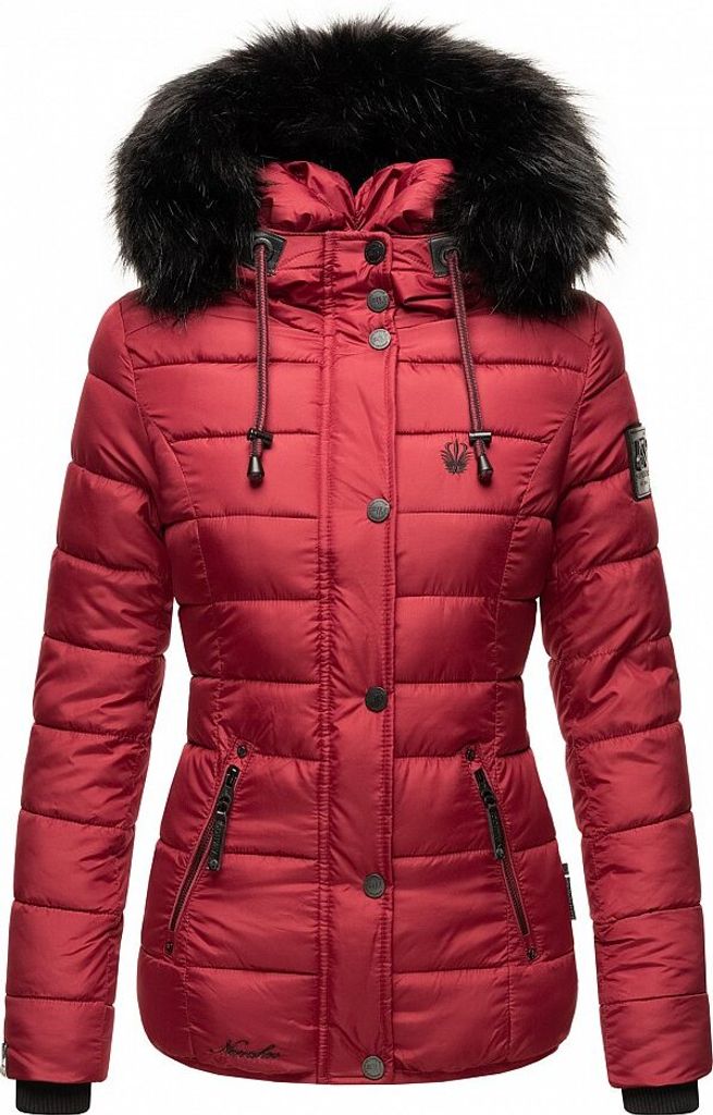 Navahoo Damen Winterjacke Steppjacke Kurz Parka Jacke Warm Gefüttert Kapuze Zuckerbiene Bordeaux Gr. 36 - S