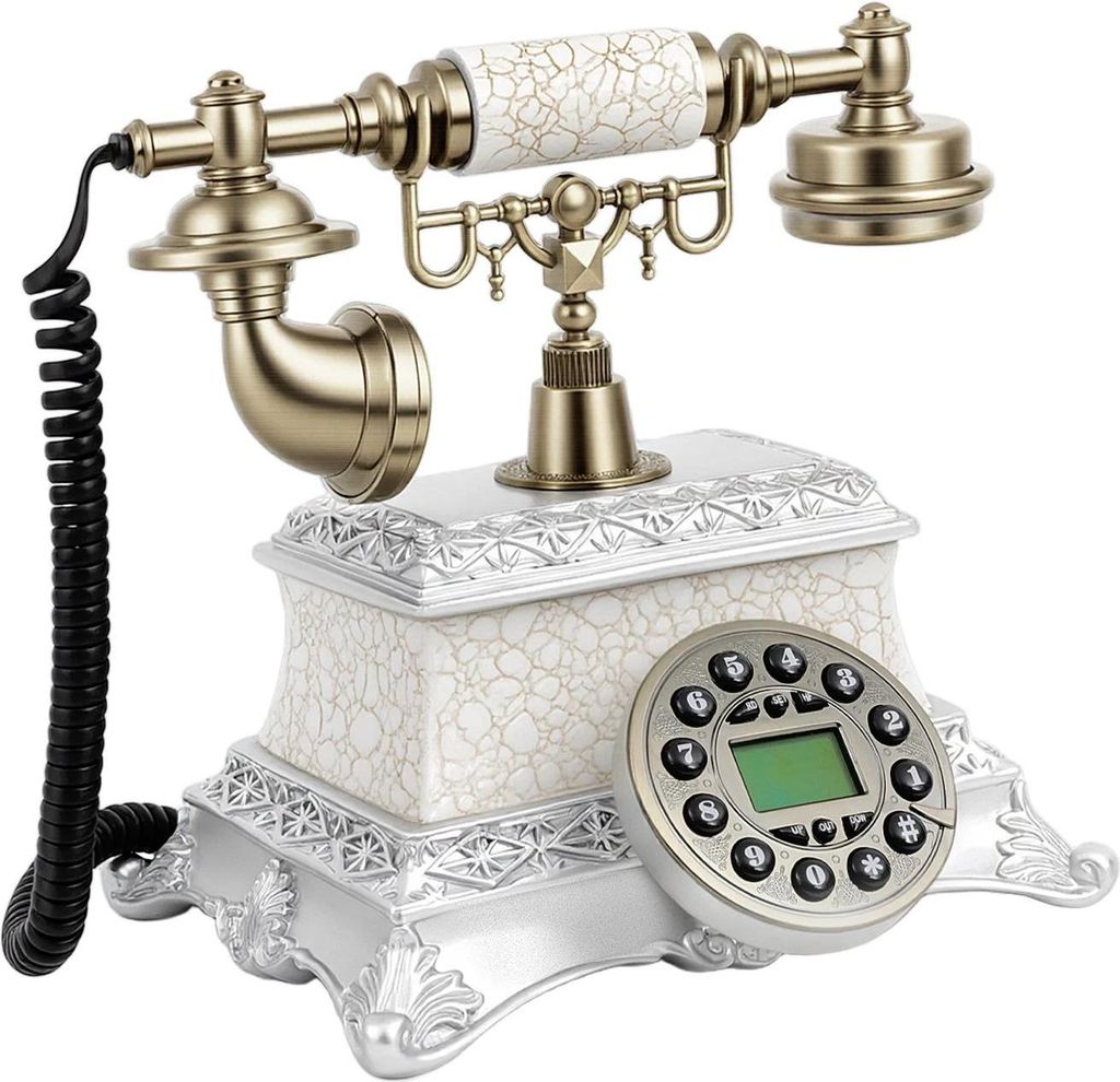 Retro Vintage Telefon - Schnurgebundenes Tischtelefon - Wähltasten - Freisprechfunktion - Festnetz - Deko für Zuhause/Büro/Café - Mehrfarbig
