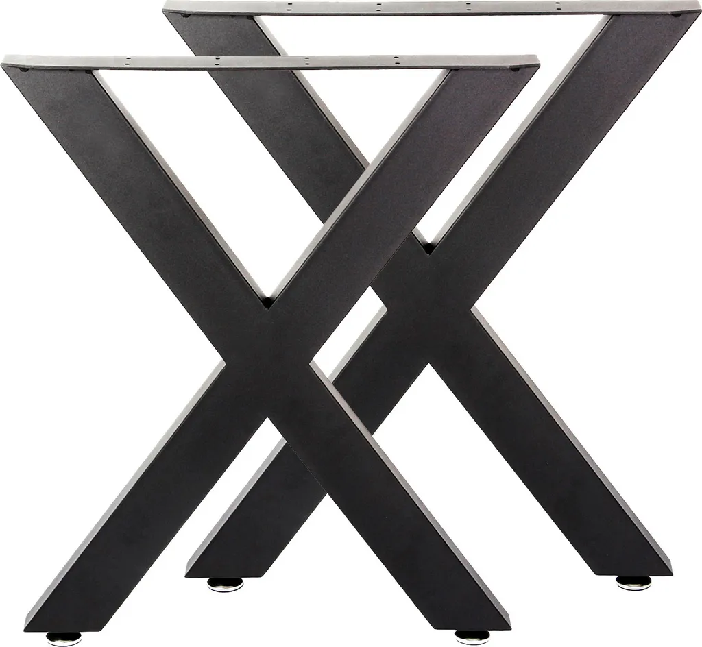 Piètement de table en X en acier noir 72cm pour plan de travail