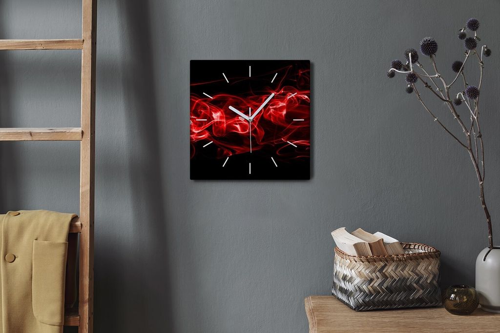 Coloray Hodiny Unikátní 30x30 cm Tiché hodiny Pro obývací pokoj a kuchyň Nástěnné hodiny Plátno Bílé ručičky hodin - kouř