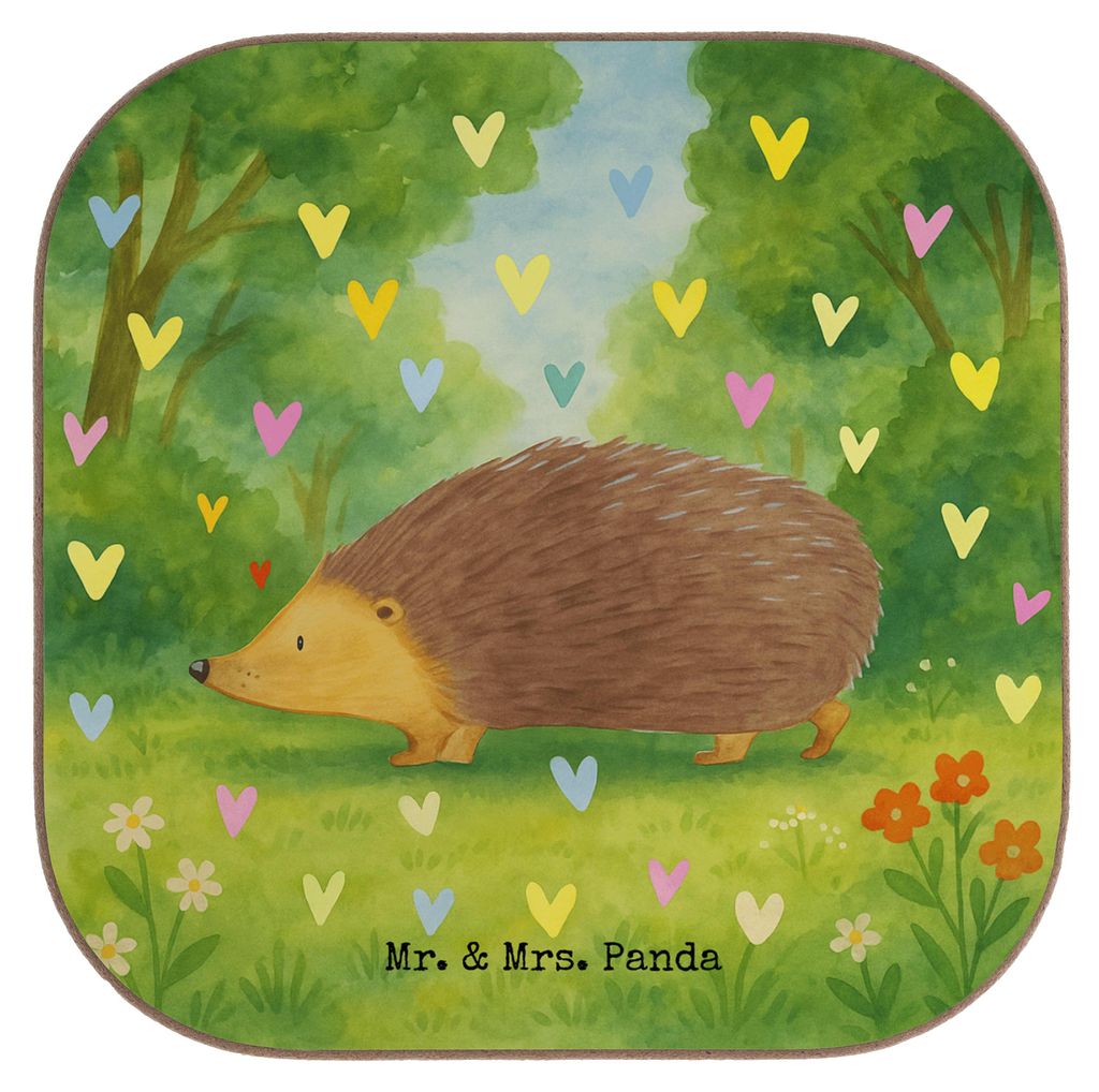 Mr. & Mrs. Panda Untersetzer für Gläser Igel Herzen Design - Weiß - Geschenk, Leben, gläseruntersetzer, Glas, Lustige Sprüche, Liebe, Kuss, Ge...