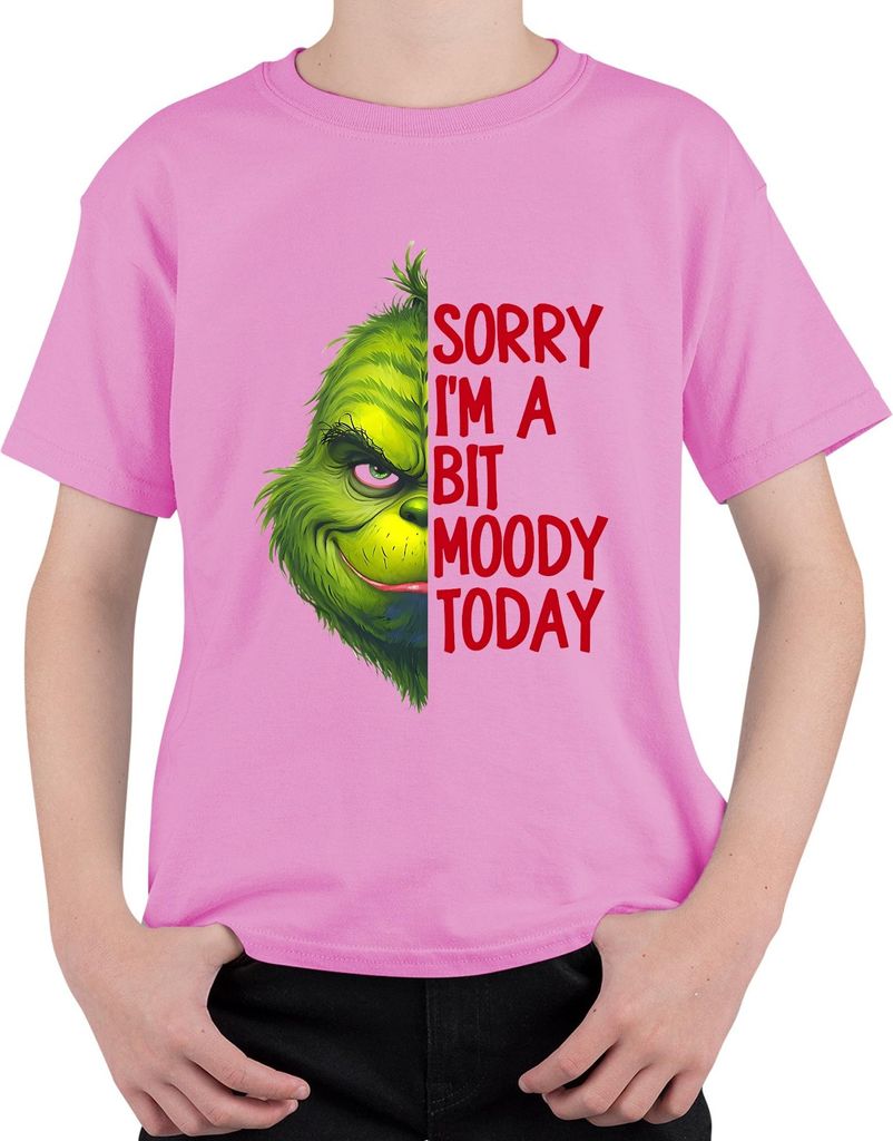 Sorry I'm a bit moody today Grinch Weihnachtsgeschenk lustig Uni Kinder T-Shirt, Pink, 116