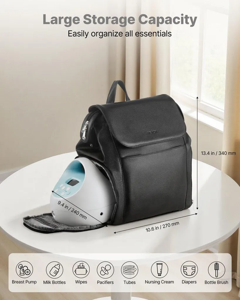 Zaino per tiralatte, borsa per l'allattamento con sacchetto refrigerante, adatto per S1/S2, accessori per il tiralatte e conservazione del latte materno, custodia portatile per il tiralatte per il lavoro, i viaggi e l'uso familiare, nero - 2