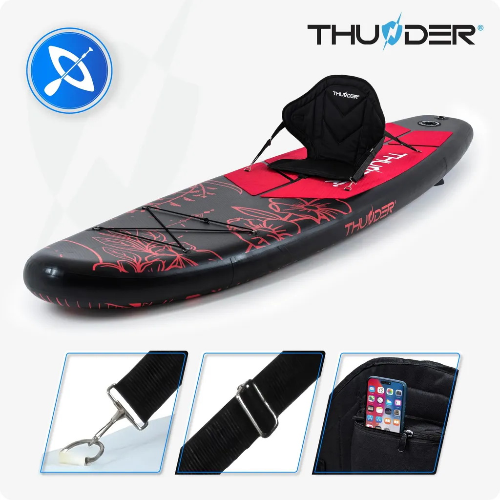 Planche de Paddle Gonflable Tout Terrain Thunder Moth Noir Rouge - 4