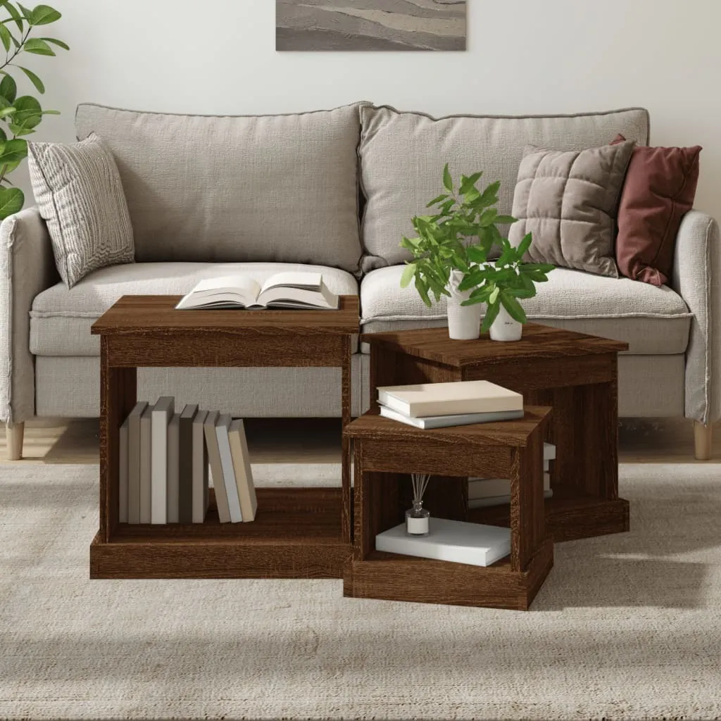 Tavolini Maison Exclusive 3 pz Rovere Marrone: Robusti e Versatili