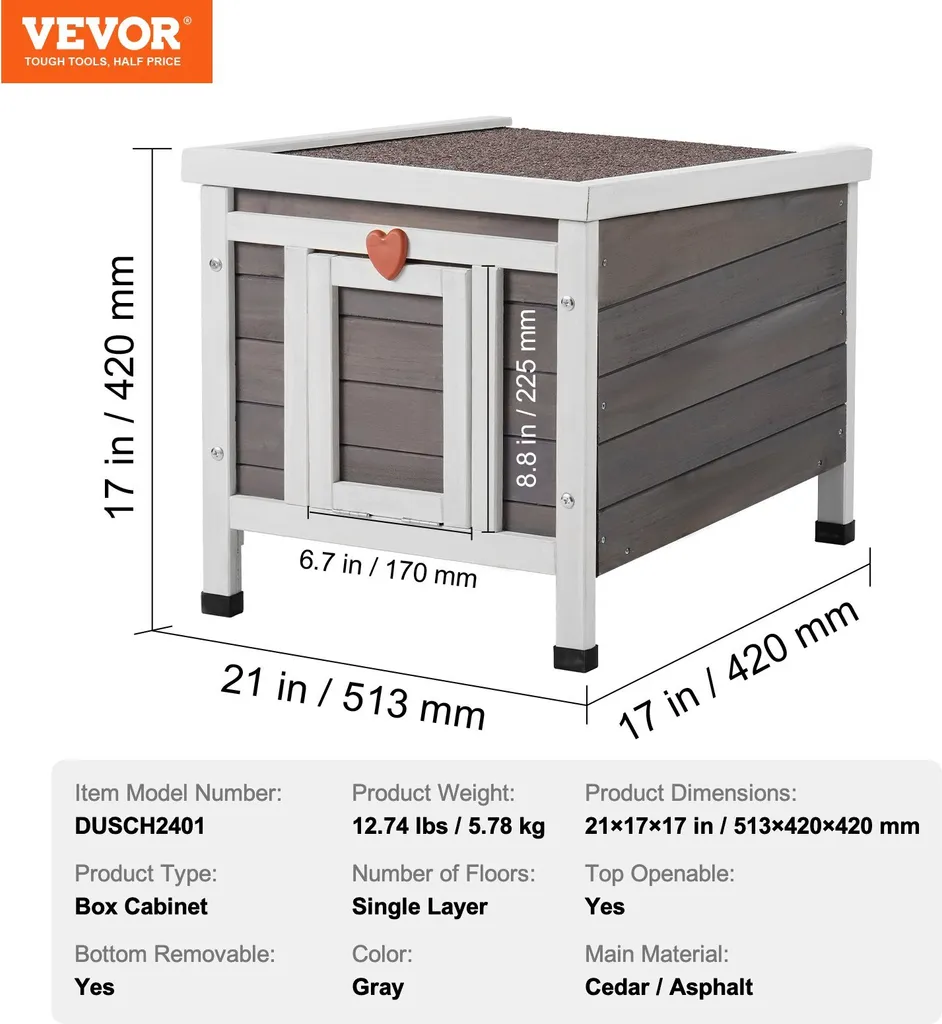 Maison Bois Chat Extérieur Hiver - Cabane Abri 51cm Résistante