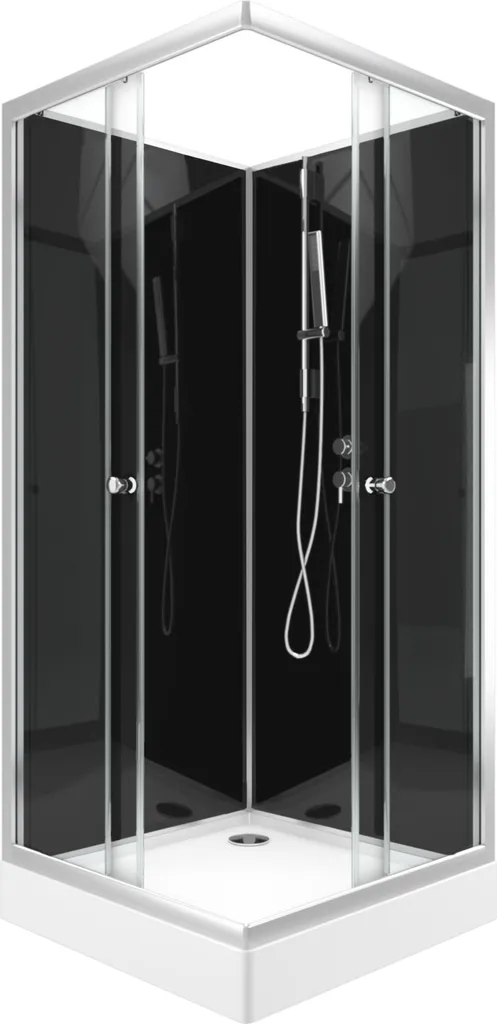 Cabine de douche gain de place 80x80 pour petite salle de bain noire