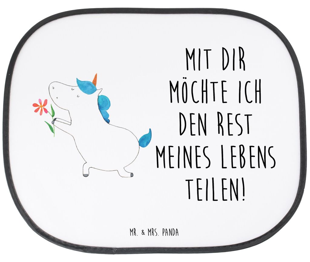 Mr. & Mrs. Panda Sonnenschutz Auto Einhorn Blume - Weiß - Geschenk, blendschutz, Autoscheibe, Unicorn, Einhörner, Antrag, für, Ehe, Freundin, Pa...