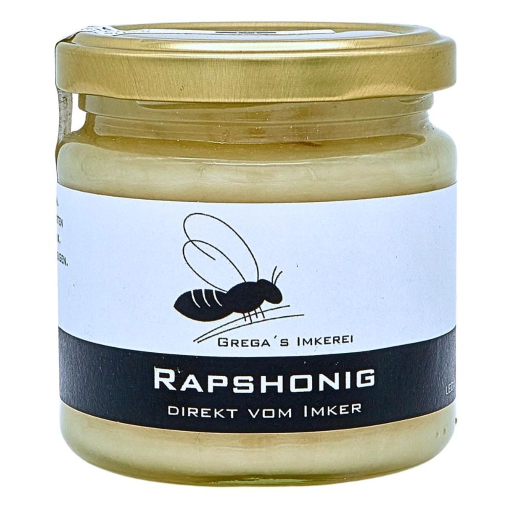 Grega's Imkerei | Deutscher Rapshonig 250g cremig & mild | Regionaler Honig aus NRW | Streichzarter Imkerhonig aus dem Bergischen Land