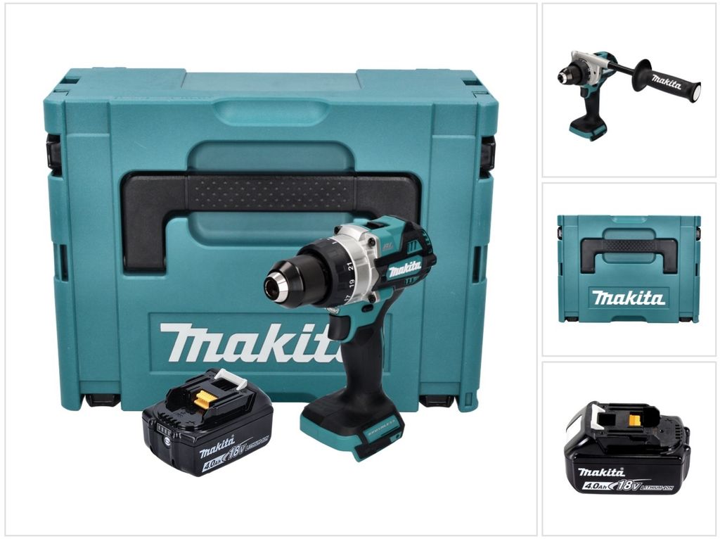 Makita DDF 486 M1J Akku Bohrschrauber 18 V 130 Nm Brushless + 1x Akku 4,0 Ah + Makpac - ohne Ladegerät