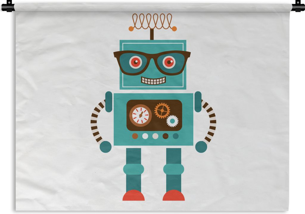 MuchoWow Wandteppich Wandbehang Roboter - Schutzbrille - Zahnräder - Gesicht - Jungen - Kinder 150x112.50 cm Tapisserie Dekoration Wandtuch - Wa...