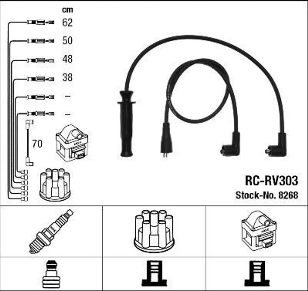 Kit Cavi Accensione NGK 8268 per Nissan Pick-up D22 e Terrano II