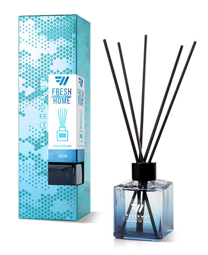 Raumduft Diffuser mit Stäbchen für Zuhause, 150 ml aus der FRESH HOME Kollektion von FRESH WAY, Duft: Blue Ocean