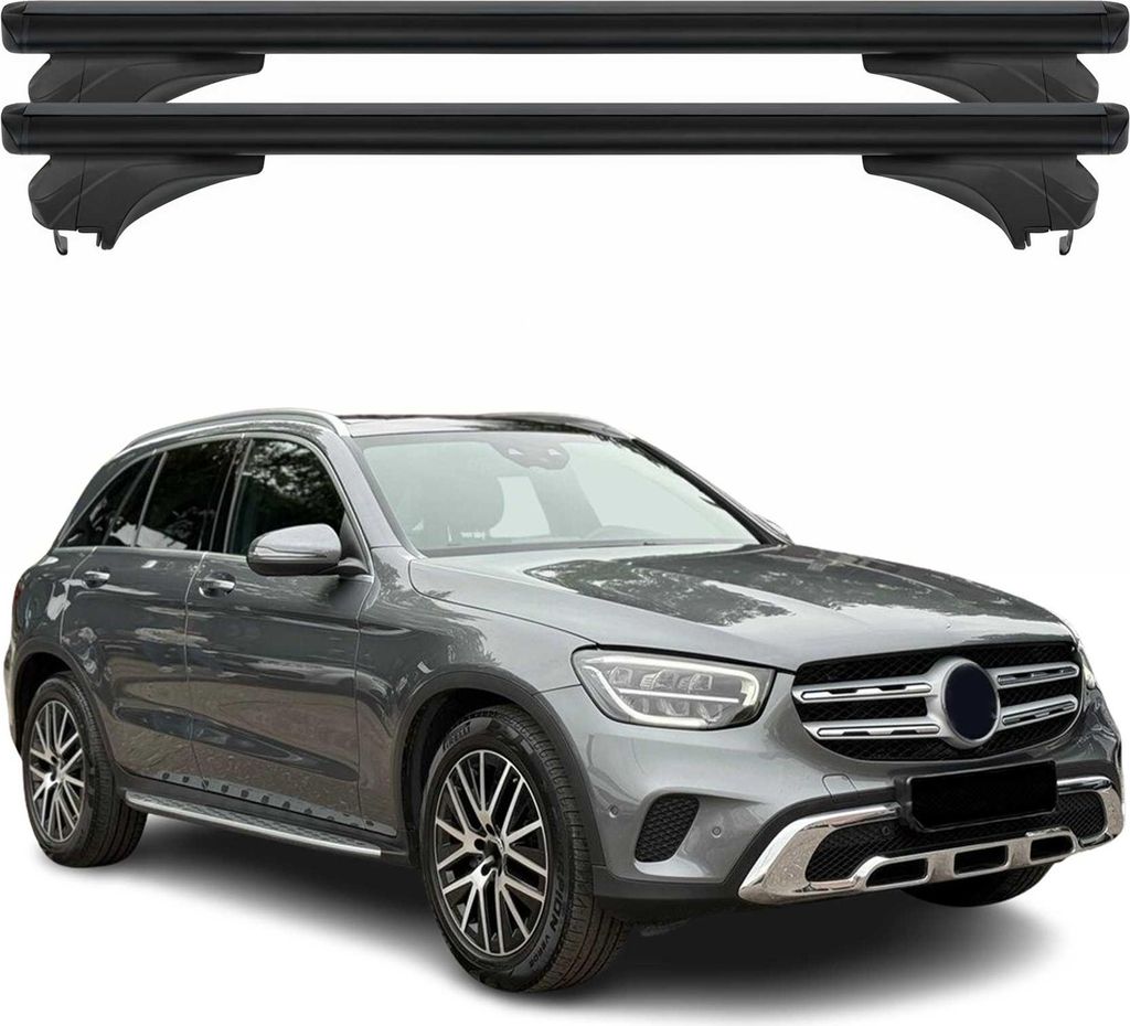 Menabo Dachträger für Mercedes GLC X253 2020-2022 FL Aluminium Schwarz 2 tlg