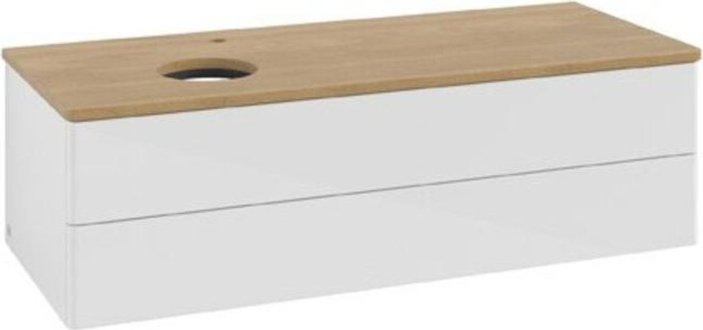 V&B Waschtischunterschrank ohne Frontstruktur Antao 120x36x50cm, HL, WBP hon. Oa, g wh. Lac
