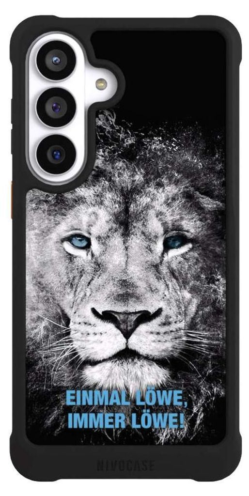 NIVOCASE Hülle für Samsung Galaxy S26+ Stoßfeste Handyhülle NIVOmax Case Schwarz Löwe Offizielles Lizenzprodukt TSV 1860 München