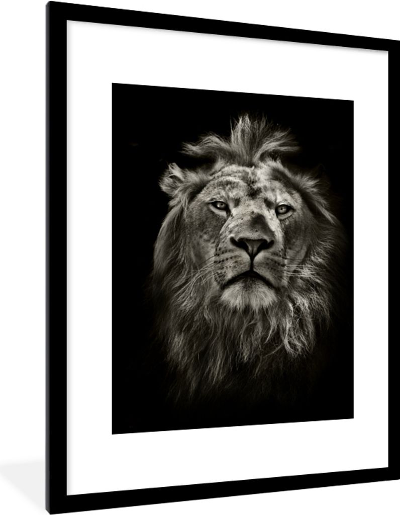 MuchoWow® Gerahmtes Poster Löwe - Tiere - Porträt - Produktbild 