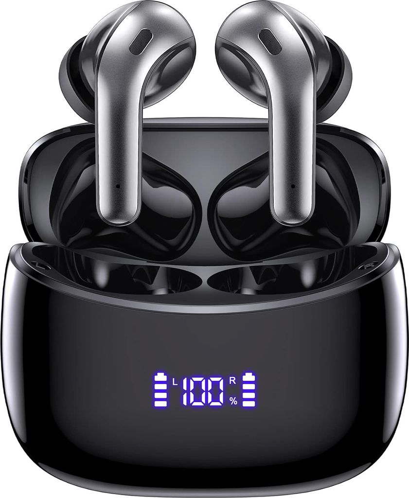 OKWISH Kabellose Bluetooth LED-Anzeige BX-15 In Ear Kopfhörer mit integriertem Mikrofon, Kompatibel mit jedem Bluetooth-Gerät