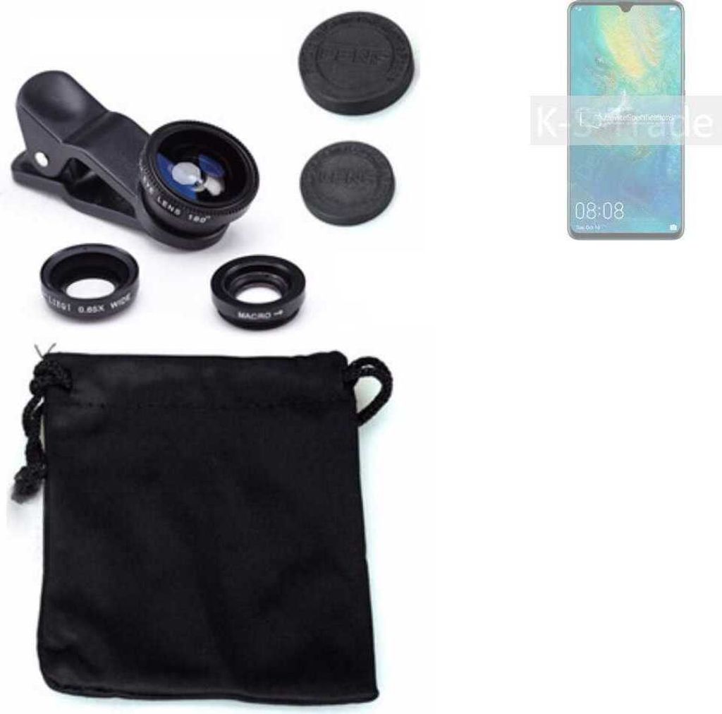 K-S-Trade Smartphone Kamera Linsen Set Kompatibel mit Huawei Mate 20 X 5G 3in1 Clip-On Kamera Adapter Macro Weitwinkel FishEye Fischauge Objektiv